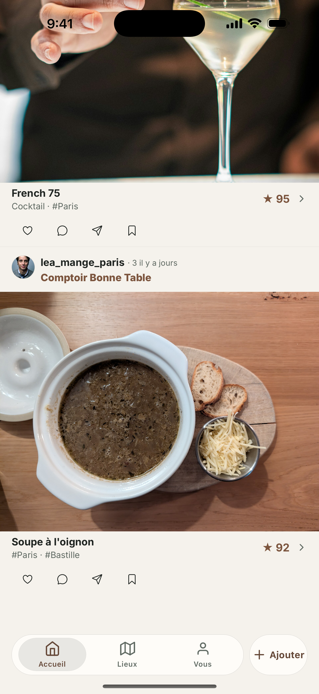 Activité d’accueil avec les recommandations culinaires de proches.